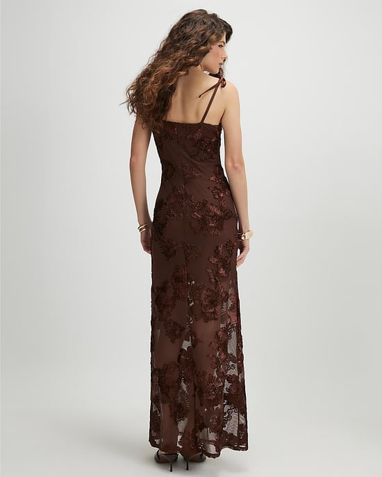 River Island Womens Maxi Dress Brown Sleeveless Cornelli Square Neck - Image 3