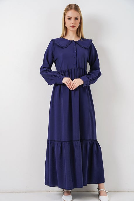 Maxi-jurk met babykraag en knoopsluiting - Image 5