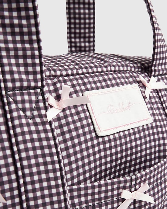 River Island Womens Holdall Bag Black Gingham Bow Zip - Image 3