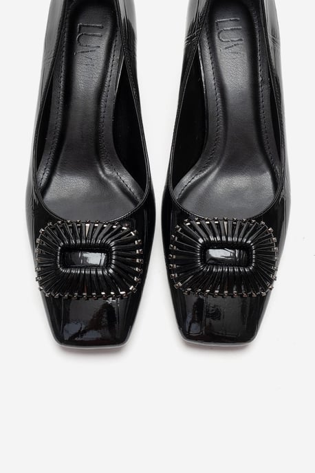 Velora Buckle Square Toe Block Heel Pump - Image 2