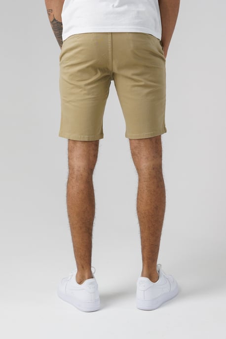 Beige Organic Cotton Slim Fit Chino Shorts - Image 3