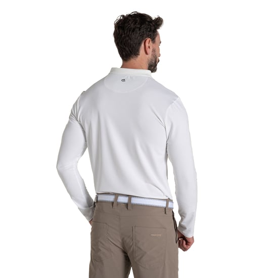 Craghoppers Mens Bramshaw Golf Nosilife Long-Sleeved Polo Shirt (White) - Image 3