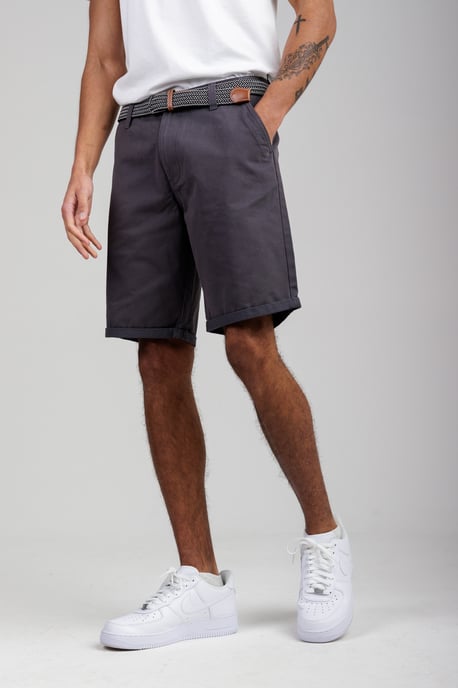 Charcoal Cotton Belted Chino Shorts - Image 4