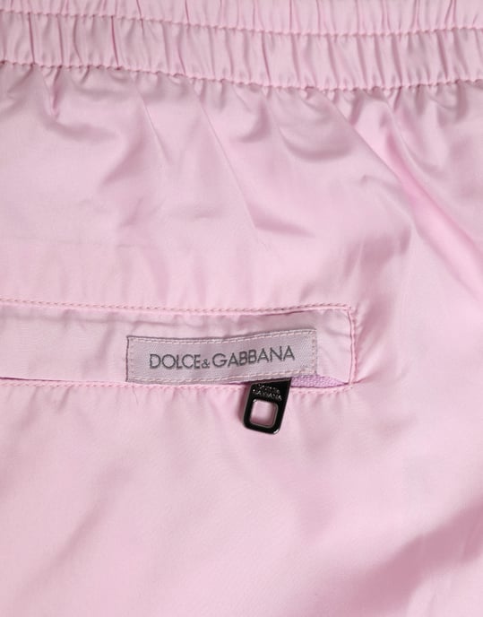 Dolce & Gabbana Rosa Nylon Logotyp Sidrand Badkläder Herr Simbyxor - Image 6
