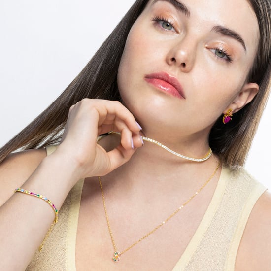 Luxenter Sterling Zilver 925 collier met Veelkleurige Zirkonia afgewerkt in 18K geel goud - Alfabet - Image 4
