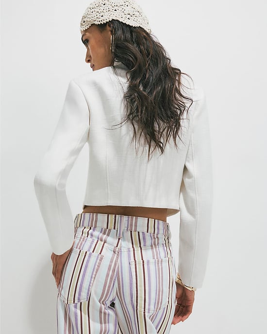 River Island Womens Jacket White Military Long Sleeve Button - Image 4