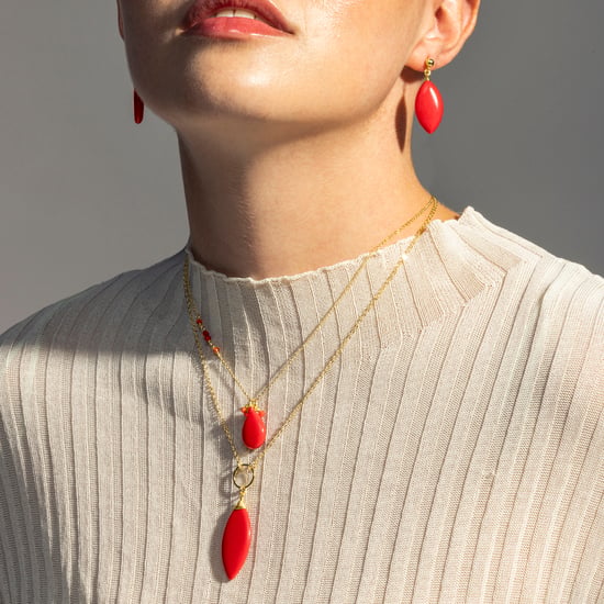 Luxenter ayom necklace made of metal alloy and coral with 18K gold plated finish - Image 2