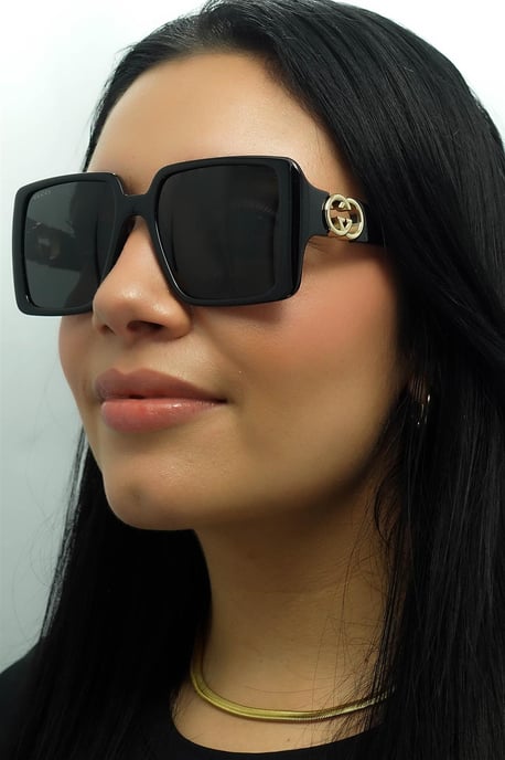 Gucci Vierkant Dames Zwart met Goudgrijs GG1692S - Image 5