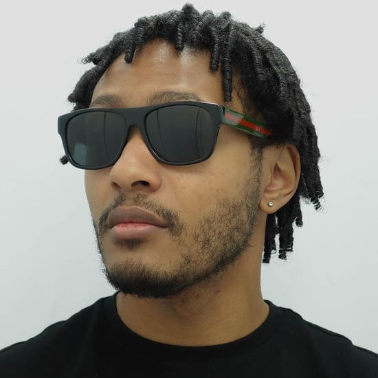 Gucci Rectangle Mens Black Green Red Grey Sunglasses - Image 6