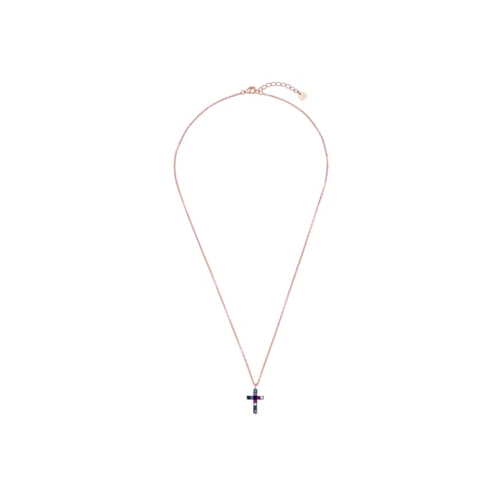 Luxenter kon necklace in 925 sterling silver and multicoloured zirconia with 18 carat rose gold plated finish - Image 3