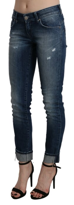 Acht Cotton Blue Washed Low Waist Skinny Cropped Jeans - Image 5
