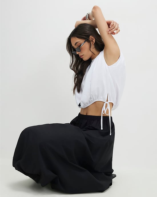 River Island Womens Midi Skirt Black Bubble Hem Elasticated Waist - Image 4