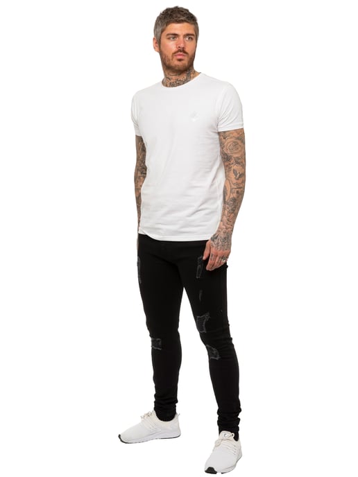 Enzo Mens Skinny Ripped Jeans - Image 5