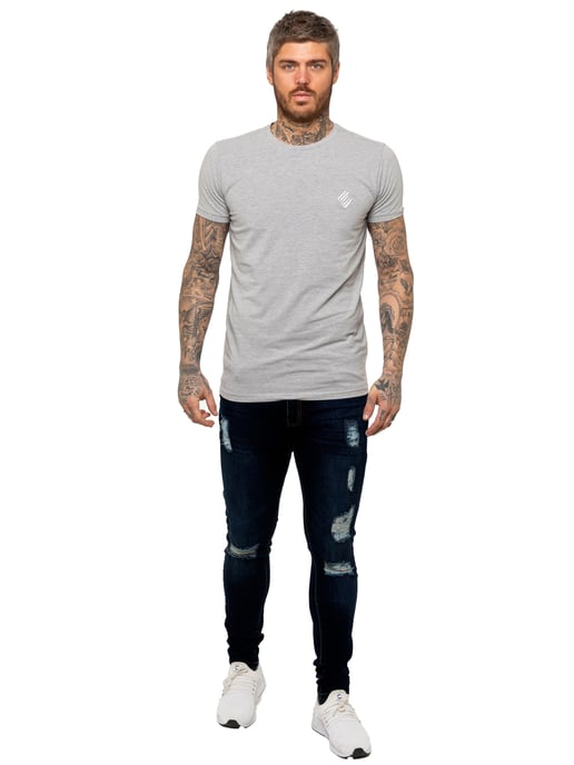 Enzo Mens Skinny Ripped Jeans - Image 5