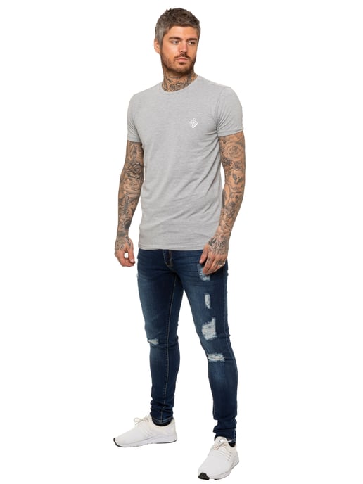Enzo Mens Skinny Ripped Jeans - Image 5