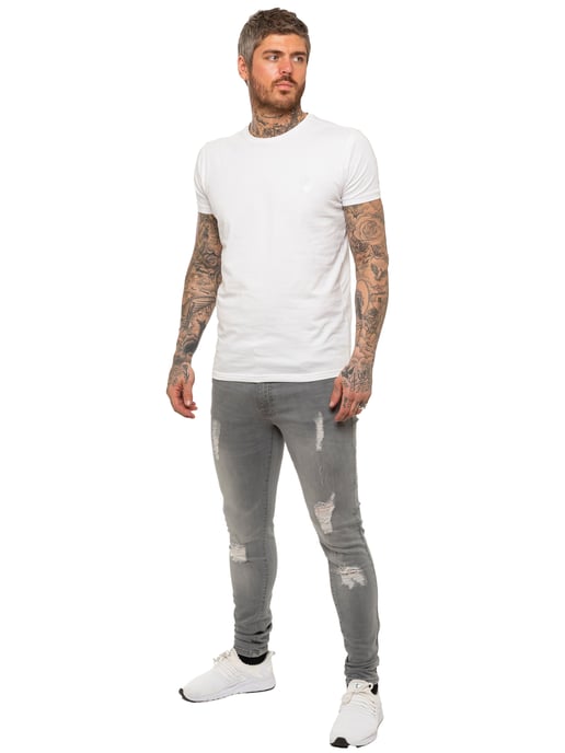 Enzo Mens Skinny Ripped Jeans - Image 5