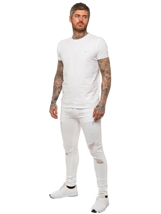 Enzo Mens Skinny Ripped Jeans - Image 5