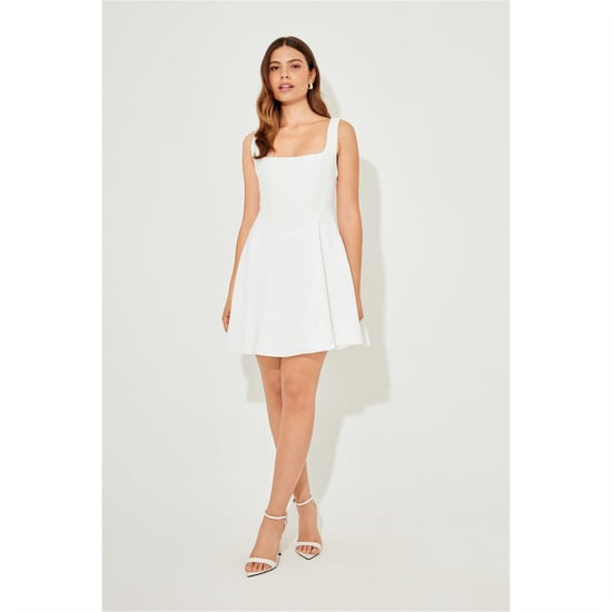 Women's Odd Muse Square Neck Mini Dress in White - Image 5