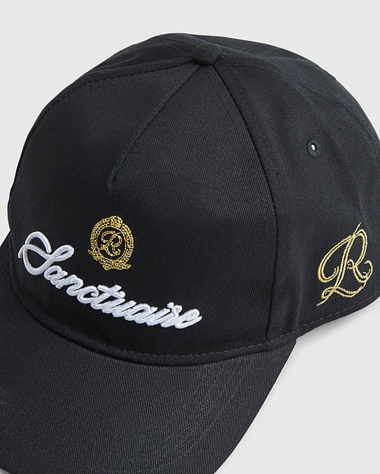 River Island Mens Cap Black Sanctuaire Crest Embroidered Graphic - Image 3