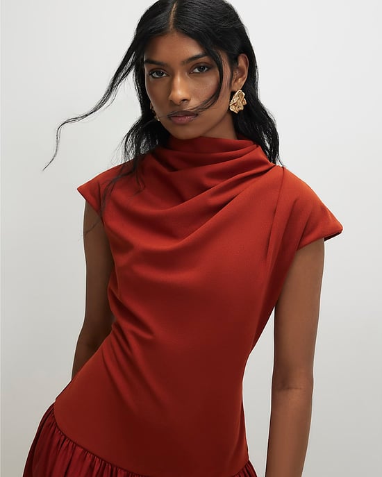 River Island Womens Maxi Dress Orange Short Sleeve Hybrid Drape - Image 4