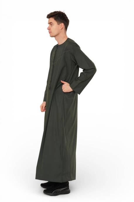 Mens Grön Ramadan Eid Marockansk Jubba Robe Kaftan Djellaba Thobe LFS -TT-008 - Image 5