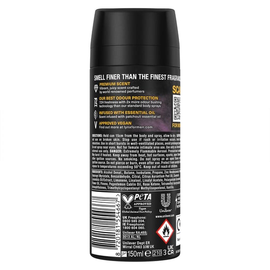 Lynx Body Spray Fine Fragrance Collection Peach Infusion for Men 150ml, 36 Pack - Image 2