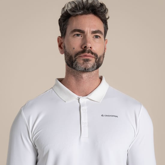 Craghoppers Mens Bramshaw Golf Nosilife Long-Sleeved Polo Shirt (White) - Image 6
