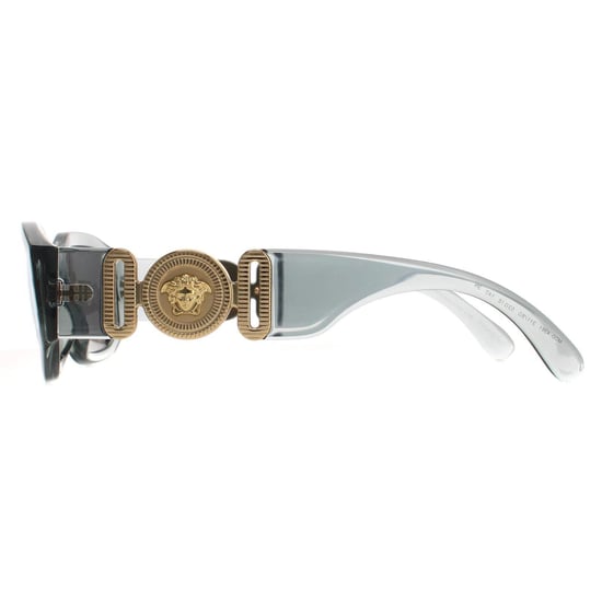 Versace Rectangle Unisex Transparent Grey Light Grey Silver Mirror VE4361 Sunglasses - Image 3