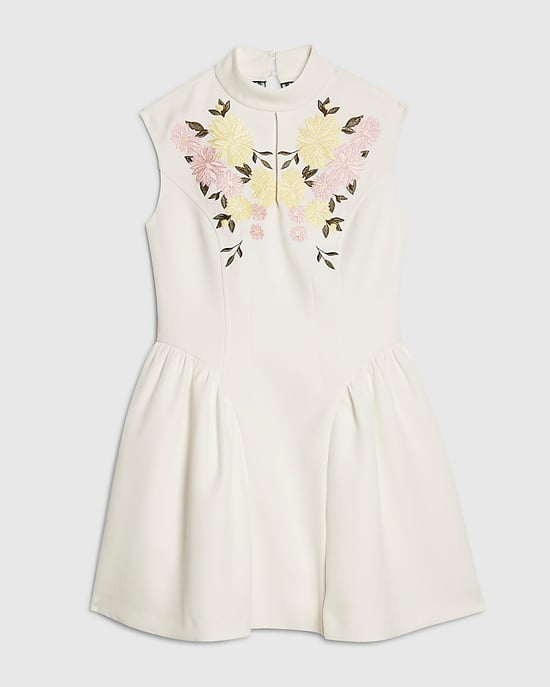 River Island Womens Mini Dress White Premium Floral Embroidered Zip - Image 6