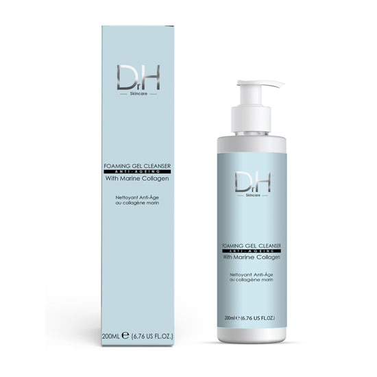 Dr H Advanced Foaming Gel Anti-Ageing Cleanser with Marine Collagen 200ml for Acne, Blemishes, Large Pores, Dullness - Image 1