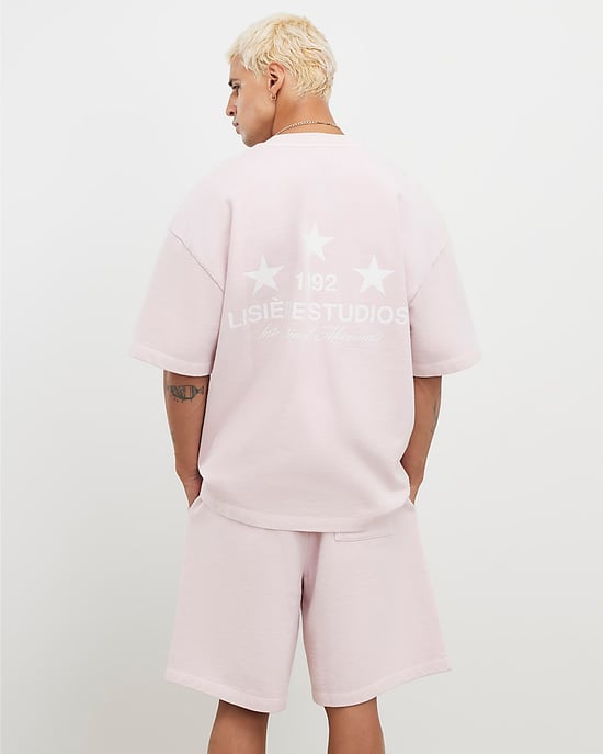 River Island Mens T-Shirt Pink Oversized Fit Lisiere Studios - Image 3