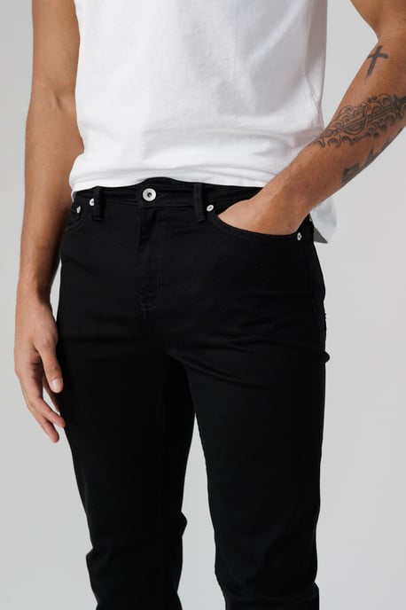 Black Organic Cotton Skinny Fit Mid-Rise Denim Jeans - Image 4
