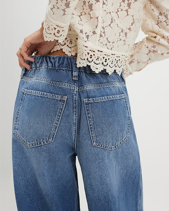 River Island Womens Wide Leg Jeans Blue Elasticated Back - Image 2