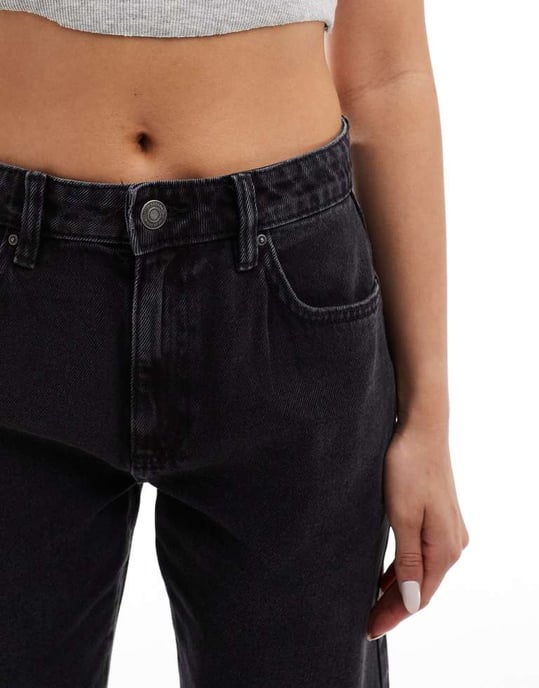 Cotton On original raka jeans i grafit svart denim - Image 4