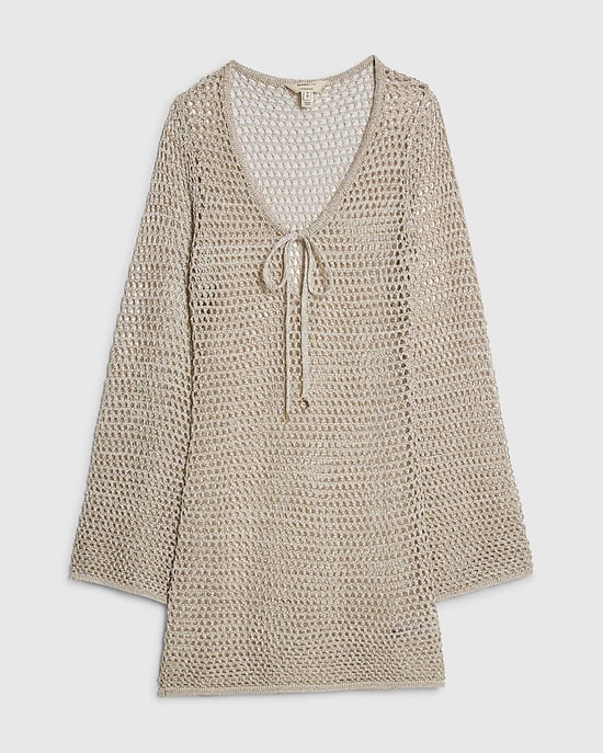 River Island Womens Beach Tunic Dress Gold Metallic Knit Scoop Neck - Image 6