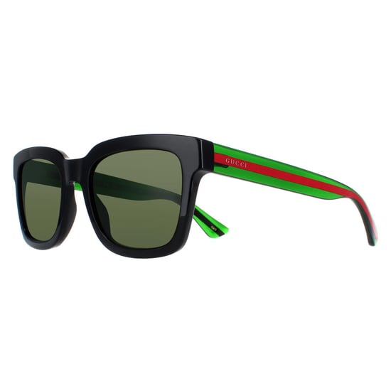 Gucci Rectangle Mens Black and Green With Red Stripe Green GG0001SN - Image 2