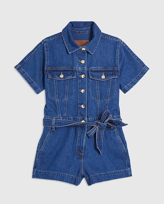 River Island Womens Playsuit Blue Denim Short Sleeve Collared Button - Image 6