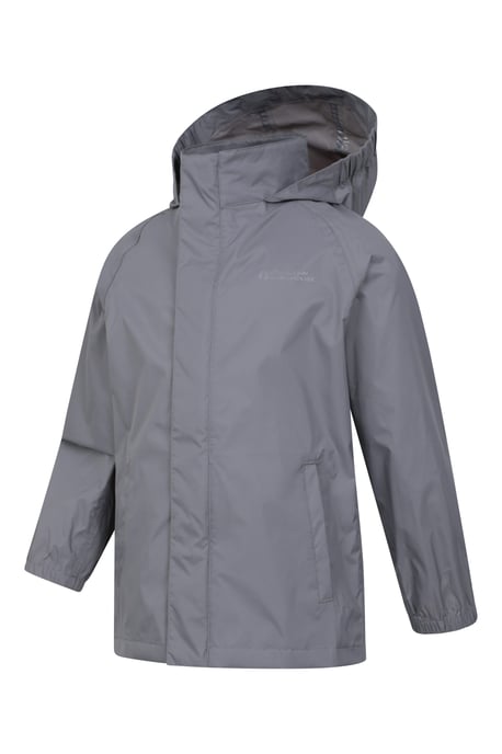'Pakka' Kids Jacket Waterproof Wind Resistant Stylish Travelling Hooded Coat Grey - Image 4