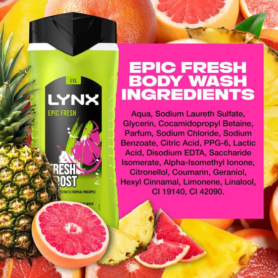 Lynx Epic Fresh Shower Gel Grapefruit & Tropical Pineapple Scent 500ml, 24 Pk - Image 2