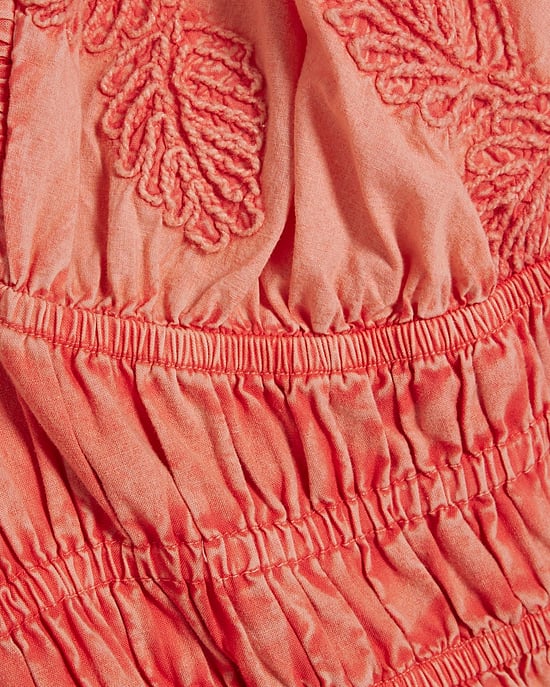 River Island Womens Mini Dress Pink Cotton Short Puff Sleeve Cornelli - Image 5