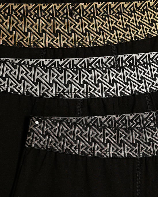 River Island Mens Trunks Black 5 Pack Metallic RR Waist Underwear - Image 2