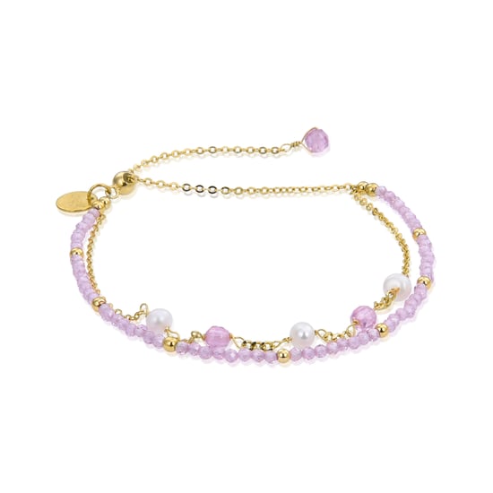Luxenter 925 Sterling Silverarmband med rosa kristall i 18K gult guld - Rius - Image 1