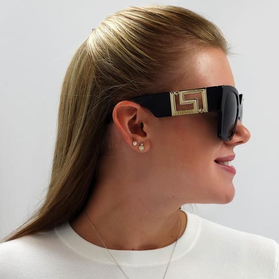 Versace Square Womens Black Dark Grey Sunglasses - Image 5
