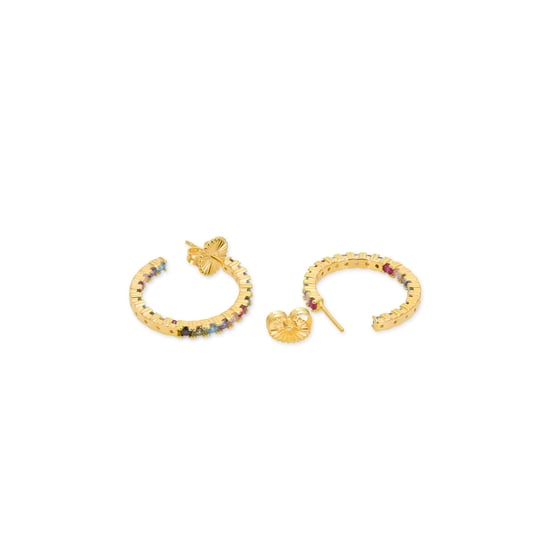 Örhängen i Luxenter Sterling Silver 925 med flerfärgade zirkoner i 18K gult guld - Vyamba - Image 6