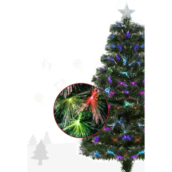 Homcom Kerstboom fiber optic led-verlichting met ster piek 120cm - - Image 4
