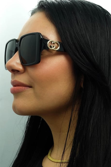 Gucci Vierkant Dames Zwart met Goudgrijs GG1692S - Image 6