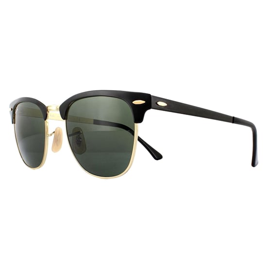Ray-Ban Sunglasses Clubmaster Metal RB3716 187 Gold Top On Black Green - Image 2