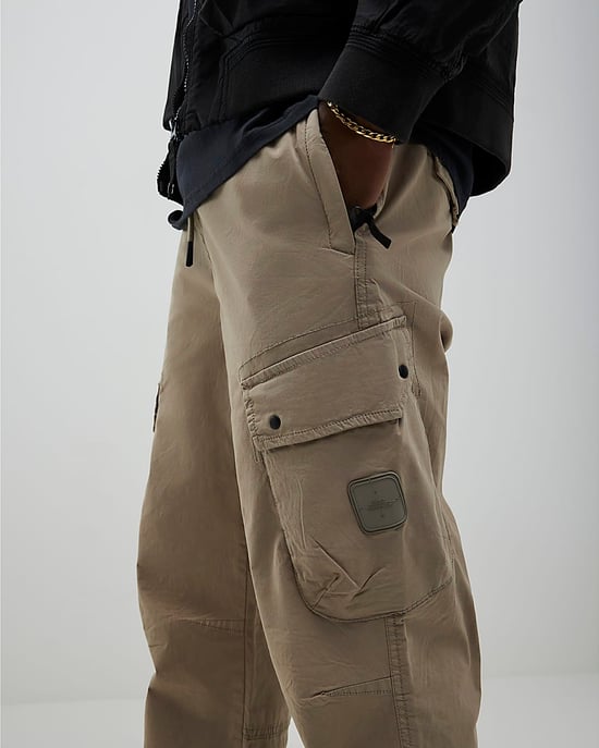 River Island Mens Cargo Trousers Beige Regular Fit - Image 3