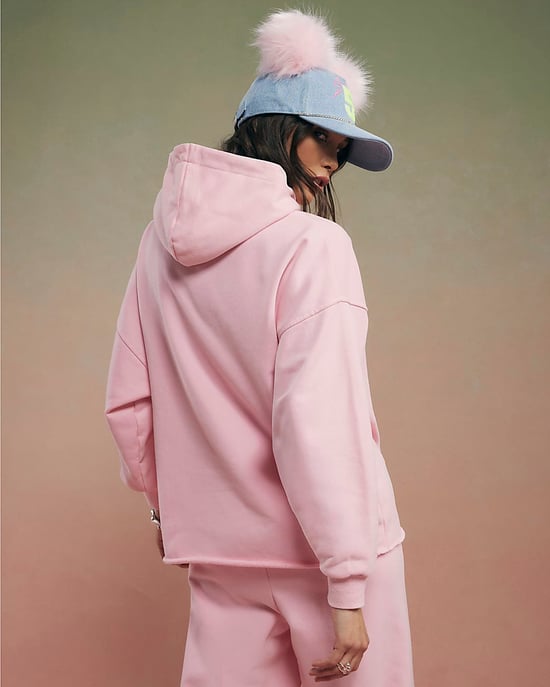 River Island Womens Hoodie Pink Year Zero Embellished Cord - Image 3
