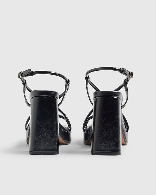 River Island Womens Heeled Sandals Black Triple Strap Platform - Image 3